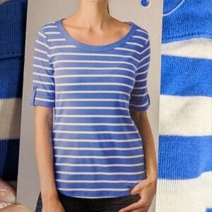 NEW Seg'ments Scoop Neck Tee | Blue Stripes